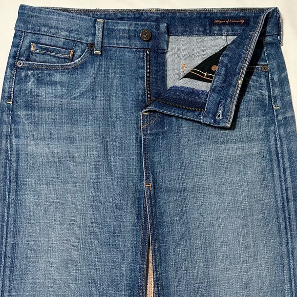 Citizens of Humanity Sophia Split Front Distressed Denim Knee Length Skirt - 6 - Picture 7 of 16